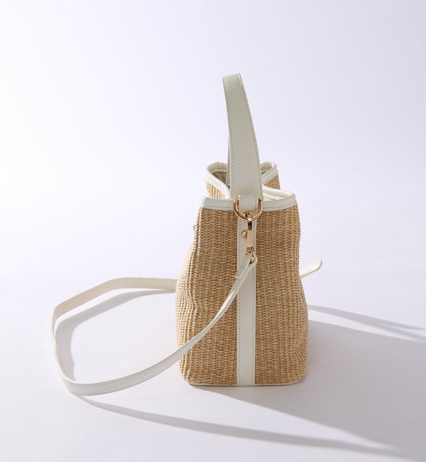  「ひねり金具レザーハンドルカゴバッグ」|クラッチバッグ|