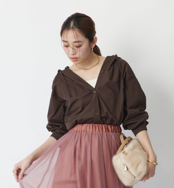  「《新色追加・オールシーズン活躍》ハイカウントフードブラウス」|シャツ・ブラウス|