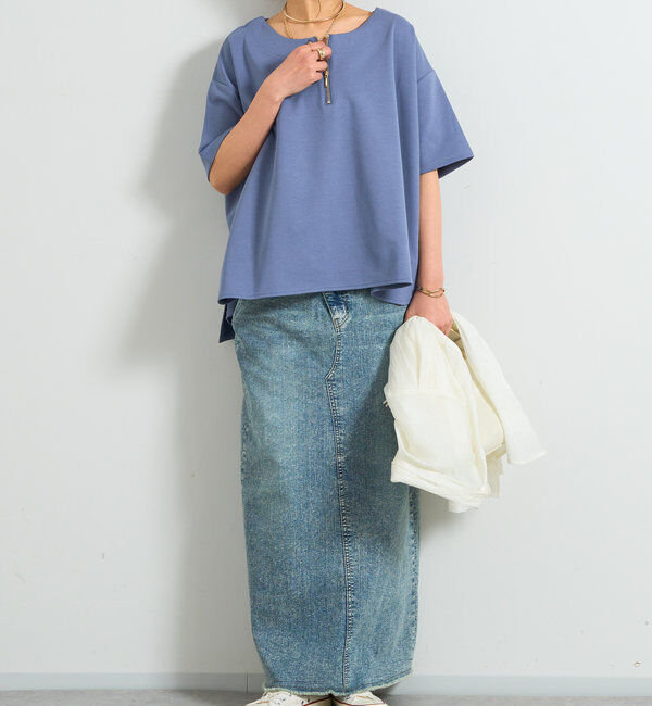  「《楽ちんきちんと見え》ハーフジップダンボールポンチョ」|Tシャツ・カットソー|