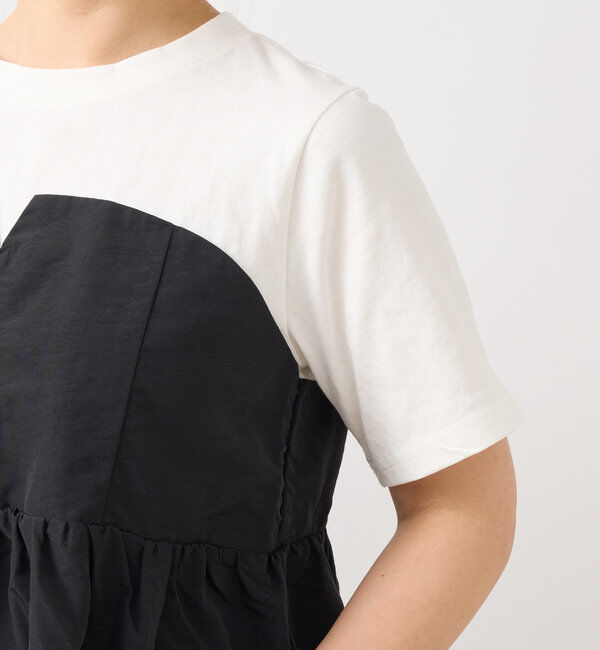  「《スタイルアップ効果◎》ドッキング切替Tシャツ」|Tシャツ・カットソー|