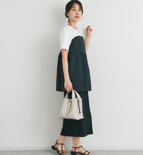  「《スタイルアップ効果◎》ドッキング切替Tシャツ」|Tシャツ・カットソー|