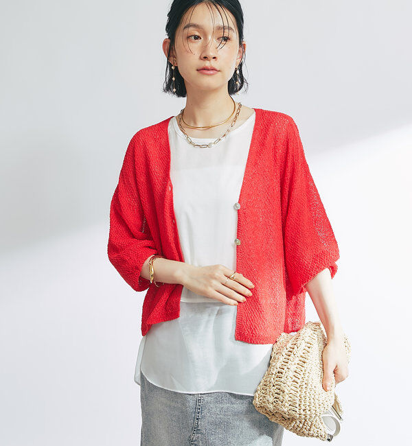  「《軽量・通気性・吸水速乾性》イージーケア和紙ニットカーディガン」|ニット・セーター|