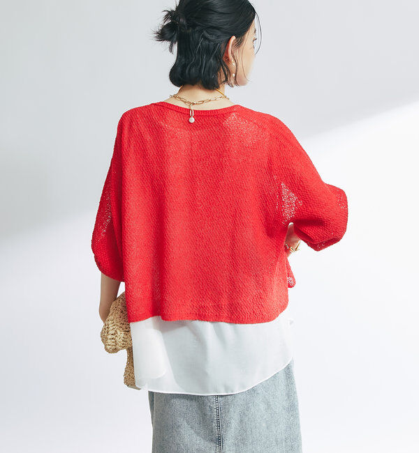  「《軽量・通気性・吸水速乾性》イージーケア和紙ニットカーディガン」|ニット・セーター|