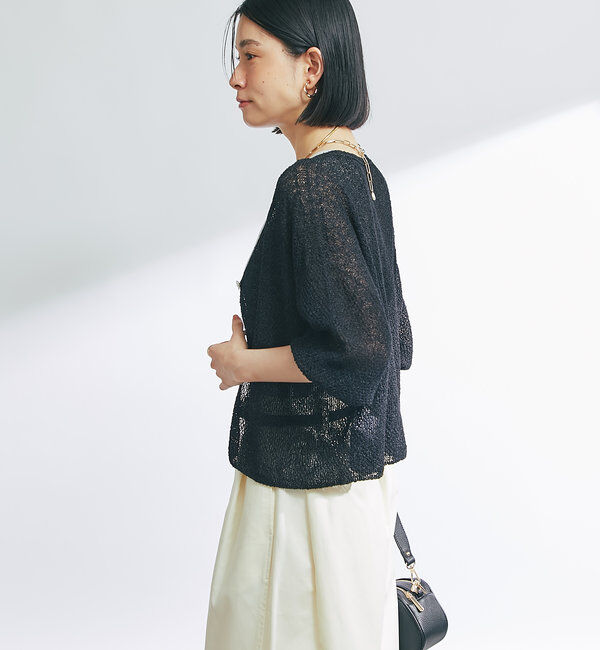  「《軽量・通気性・吸水速乾性》イージーケア和紙ニットカーディガン」|ニット・セーター|