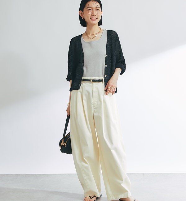  「《軽量・通気性・吸水速乾性》イージーケア和紙ニットカーディガン」|ニット・セーター|