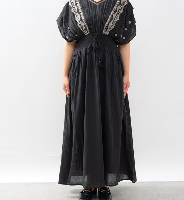  「《綿100％・一枚で着映え》刺繍ウエストシャーリングワンピース」|その他|