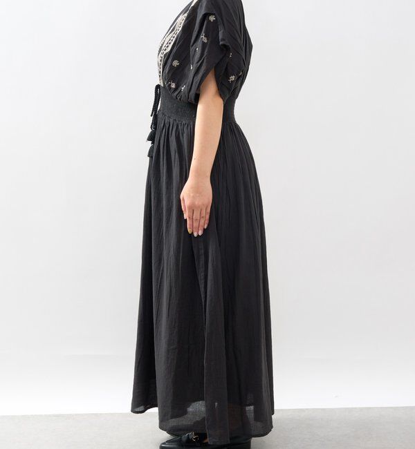  「《綿100％・一枚で着映え》刺繍ウエストシャーリングワンピース」|その他|