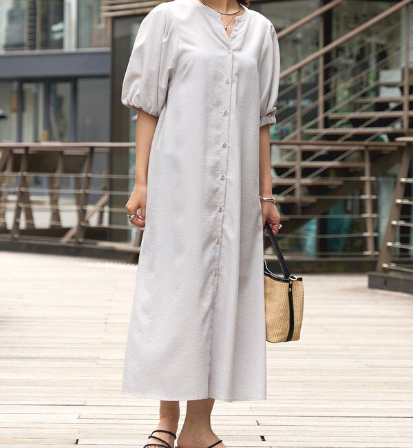  「《大人可愛いムードに》タンブラーブッチャーワンピース」|その他|ライトグレー