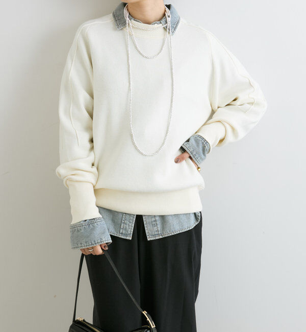  「【ウォッシャブル】スウェットライクニット」|ニット・セーター|