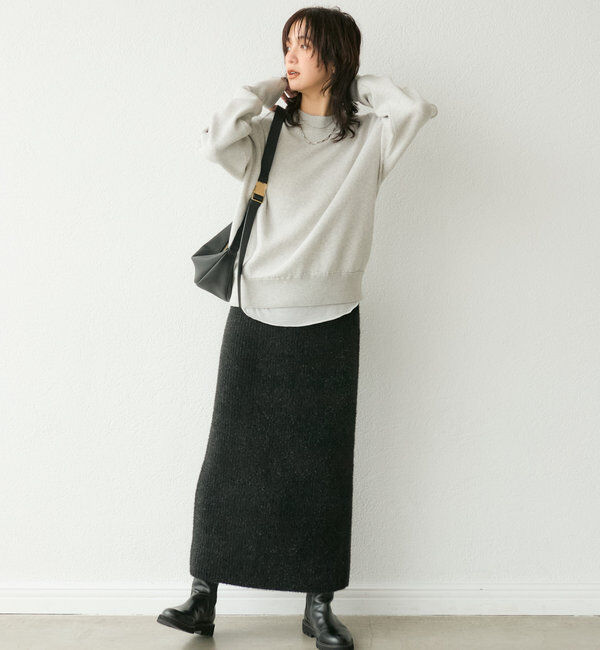  「【ウォッシャブル】スウェットライクニット」|ニット・セーター|