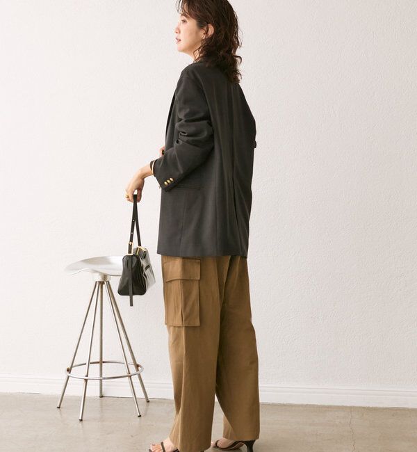  「【ゆったり着やすい】ウールライクピークドラペルジャケット」|テーラードジャケット|