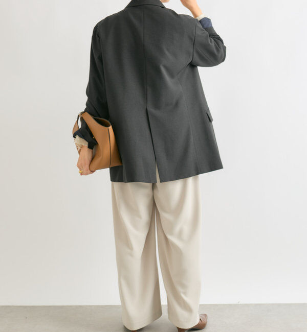  「【ゆったり着やすい】ウールライクピークドラペルジャケット」|テーラードジャケット|