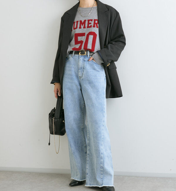  「【ゆったり着やすい】ウールライクピークドラペルジャケット」|テーラードジャケット|