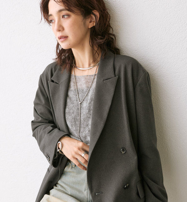  「【ゆったり着やすい】ウールライクピークドラペルジャケット」|テーラードジャケット|