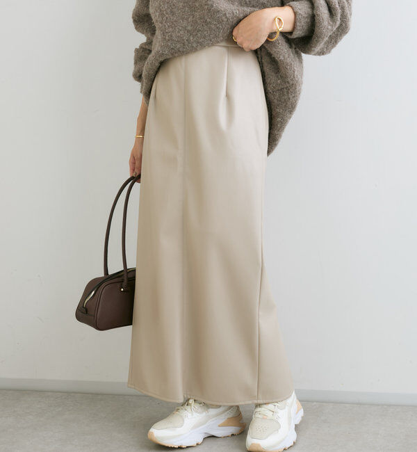  「【ストレッチ性抜群】レザーライクタイトスカート」|スカート|