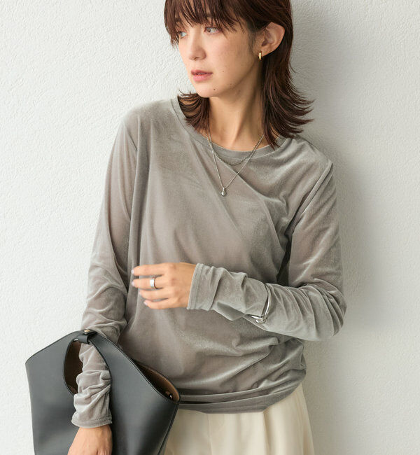  「【1枚でも様になる】シアーベロアロンT」|Tシャツ・カットソー|