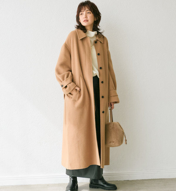  「【サッと羽織れる】ウールリバーステンカラーコート」|その他|