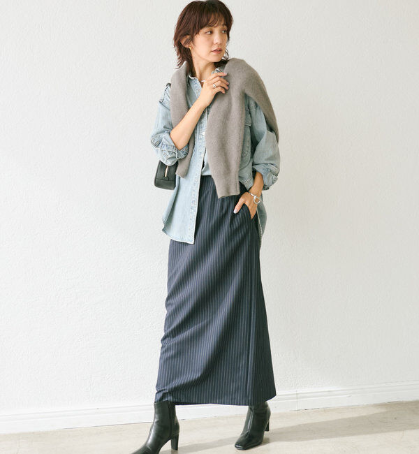  「【オンオフ着れる】ウォームギャザータイトスカート」|スカート|