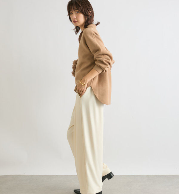  「【秋冬素材が登場！】両面起毛タックワイドスラックス」|チノ|