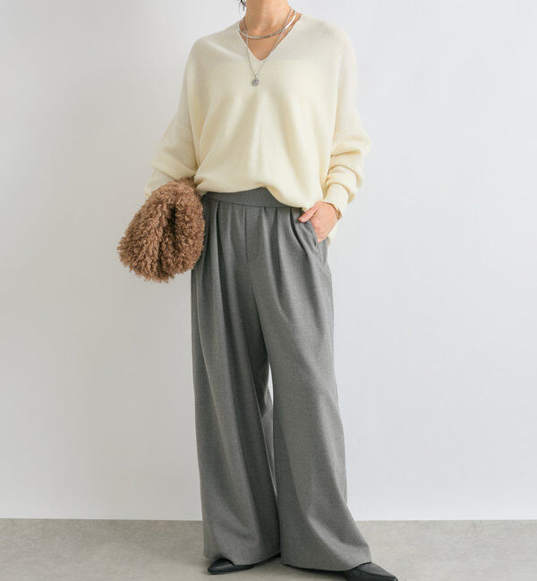  「【秋冬素材が登場！】両面起毛タックワイドスラックス」|チノ|