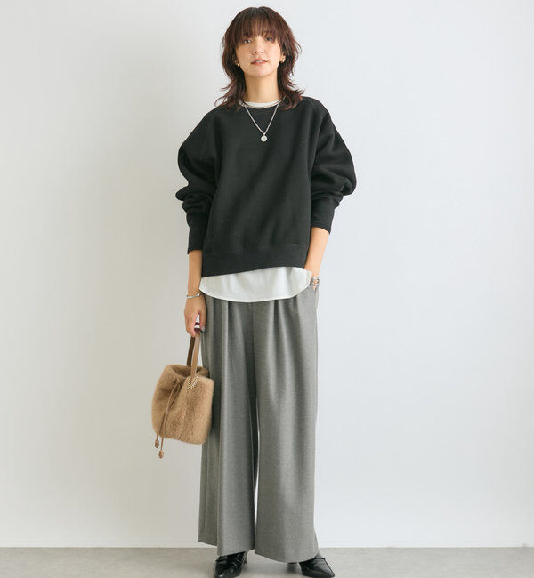 「【秋冬素材が登場！】両面起毛タックワイドスラックス」|チノ|