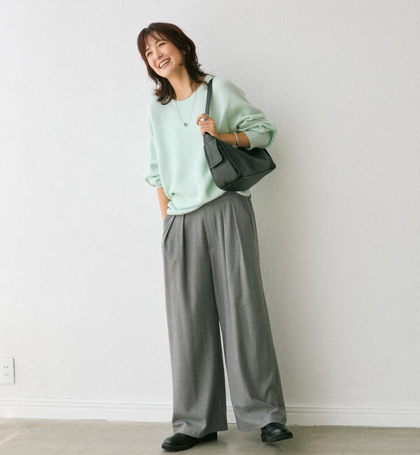  「【秋冬素材が登場！】両面起毛タックワイドスラックス」|チノ|