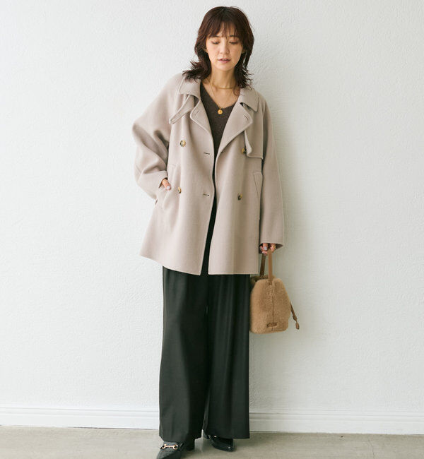  「【秋冬素材が登場！】両面起毛タックワイドスラックス」|チノ|