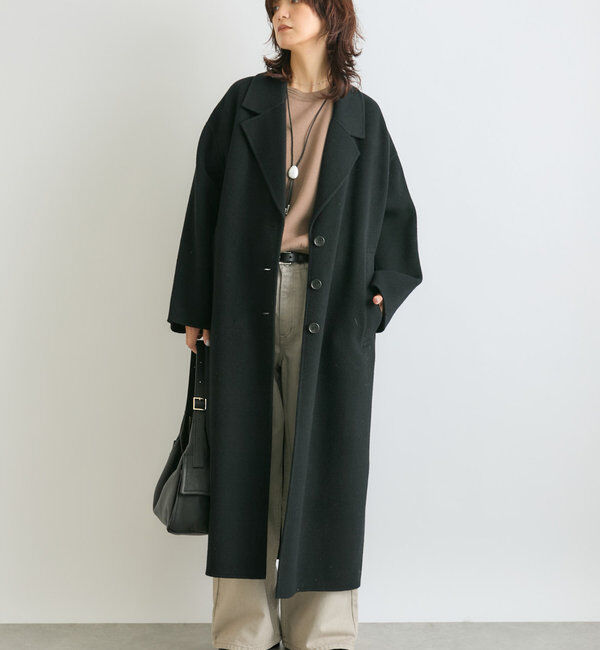  「【軽やかに着れる】リバーロングテーラーコート」|その他|ブラック