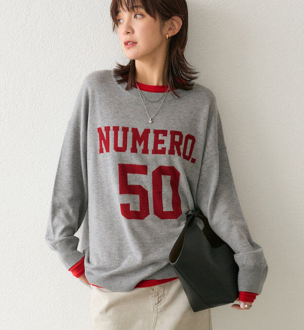  「【Yoshiiiiiiコラボカラー登場！】フットボールロゴニット」|ニット・セーター|グレー