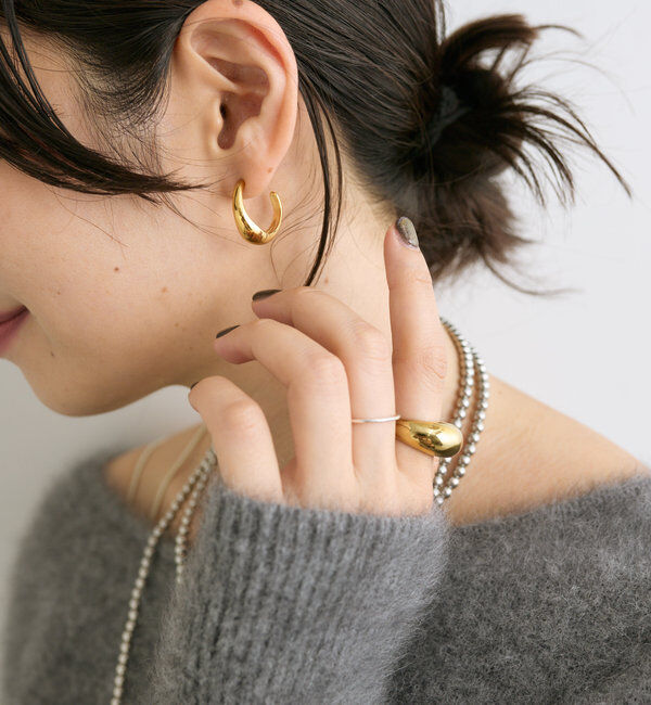  「スレンレス/金アレ対応【R.good(アールドットグッド)】bentフープピアス」|ピアス|