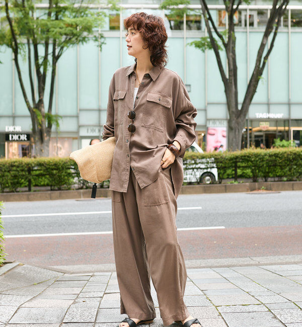  「【セットアップ可能】ガーメントダイワイドパンツ」|チノ|