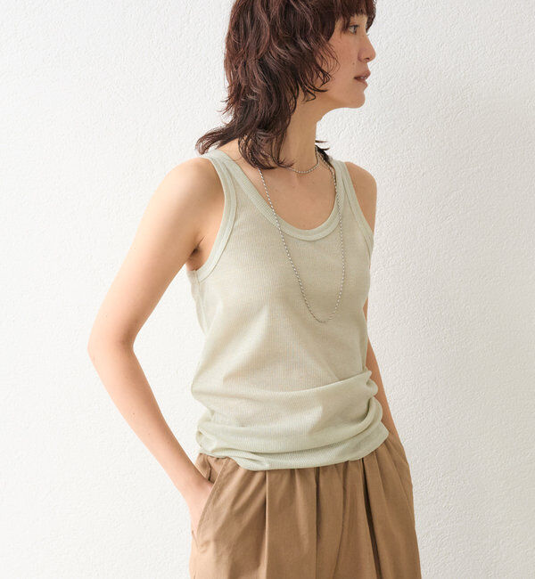  「【コーデのポイントに】ラメリブタンクトップ」|キャミソール|