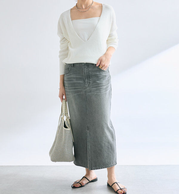  「【MONN.:. （モン）】halfwayデニムスカート」|スカート|