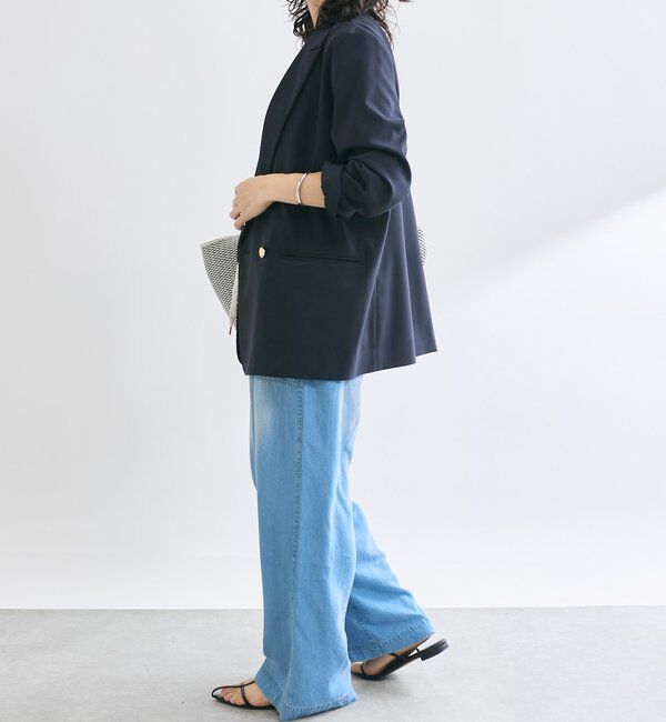  「【セットアップ可】ドレーピーデニムワイドパンツ」|チノ|