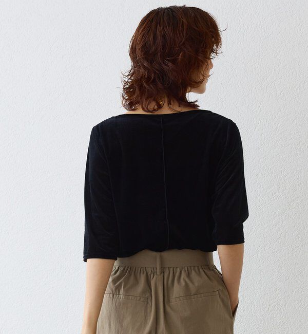  「【こなれ感抜群】シアーベロア5分袖Tee」|Tシャツ・カットソー|