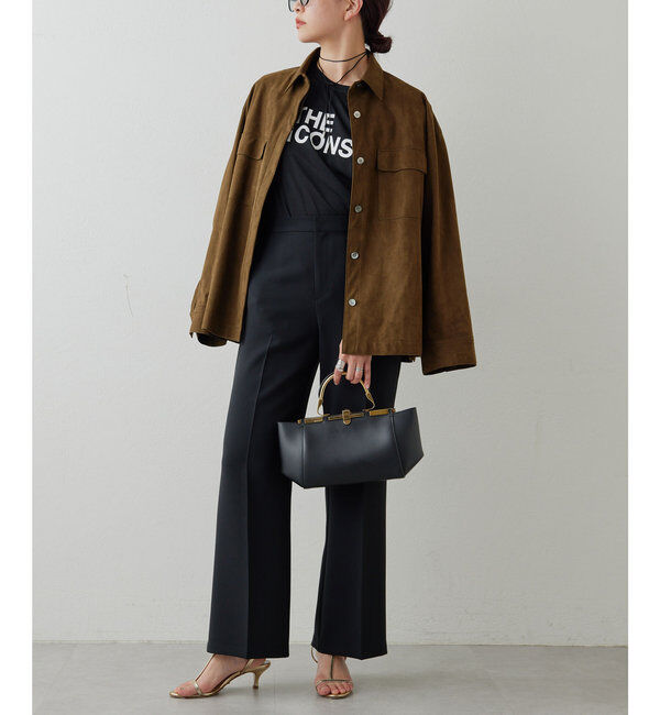  「【サイズ展開あり】ジャージーセミフレアパンツ」|スラックス|