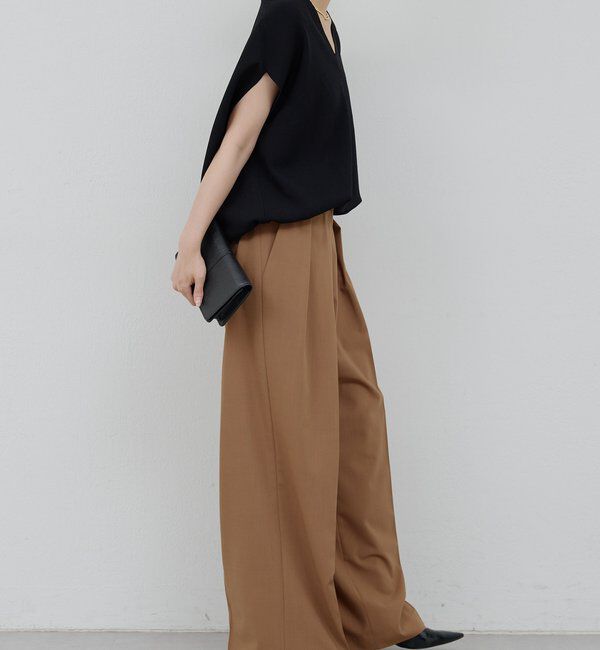  「【新色BR登場/セットアップ対応】ダブルタックパンツ」|スラックス|