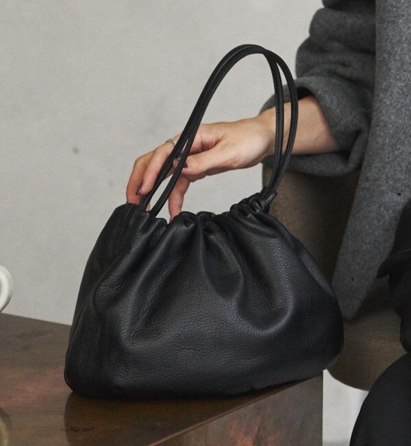  「レザー巾着4WAYショルダーバッグ」|ショルダー・メッセンジャー|ブラック