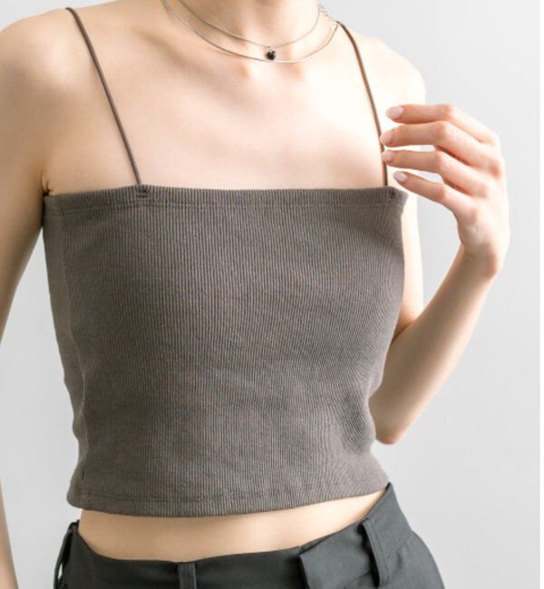  「【万能インナー/嬉しい6色展開】パット付きショートキャミソール2」|キャミソール|チャコールグレー