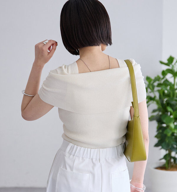  「オフショルデザイン半袖ニット」|ニット・セーター|