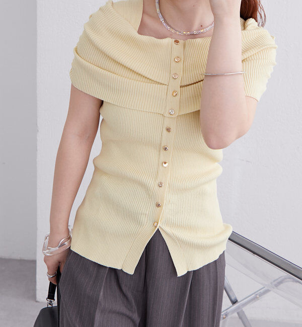  「オフショルデザイン半袖ニット」|ニット・セーター|