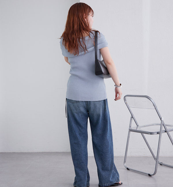  「オフショルデザイン半袖ニット」|ニット・セーター|