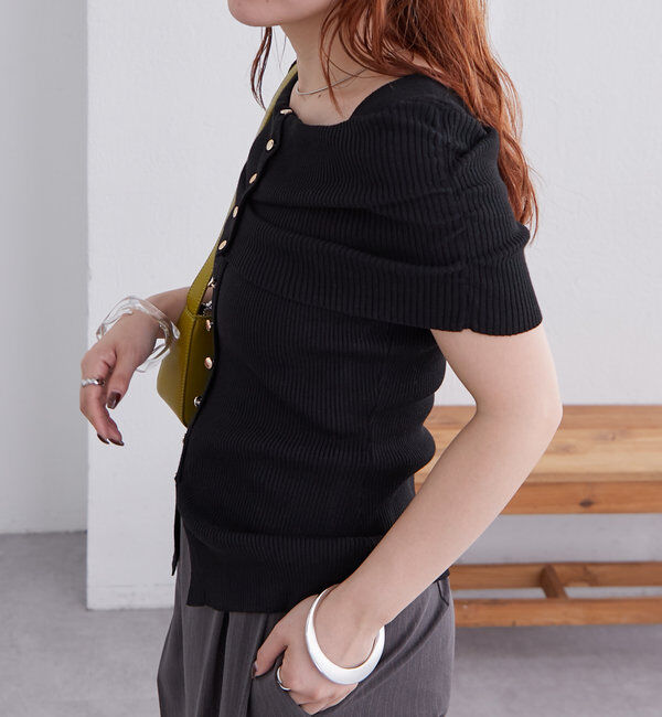  「オフショルデザイン半袖ニット」|ニット・セーター|