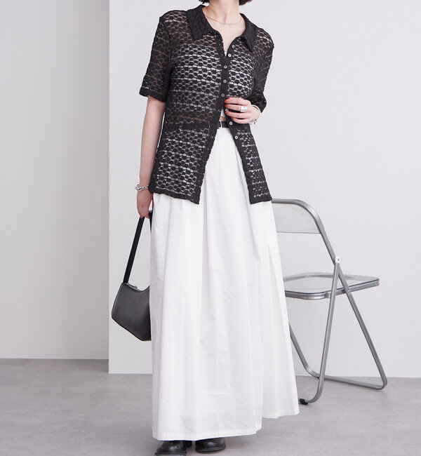  「衿付きレース半袖カーディガン」|Tシャツ・カットソー|