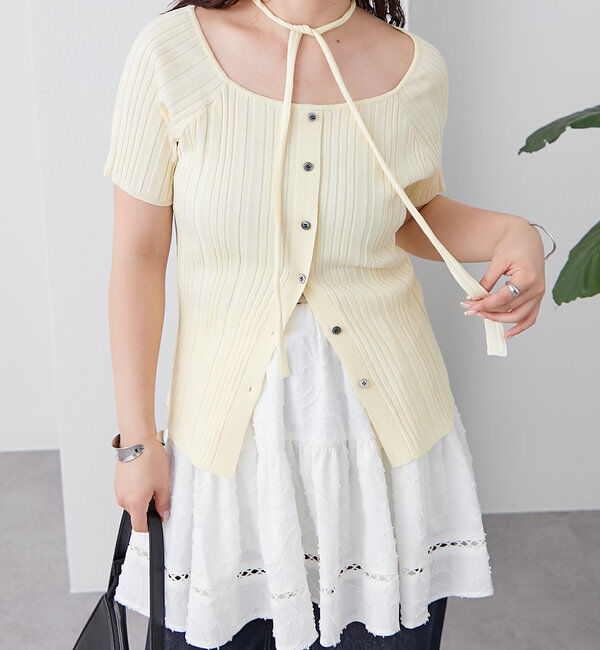  「チョーカーリブニット」|ニット・セーター|イエロー