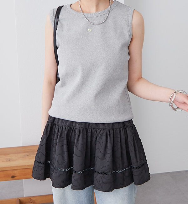  「テレコスリーブレスT」|キャミソール|グレー