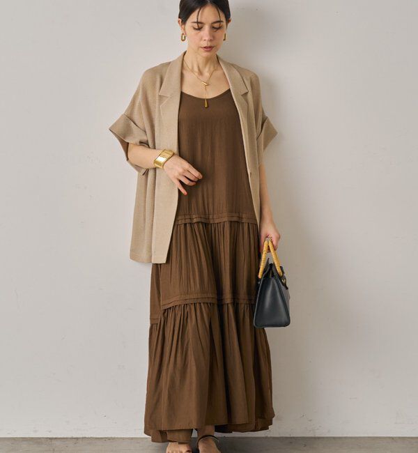  「【3サイズ展開】サテンティアードキャミワンピース」|ワンピース|モカ