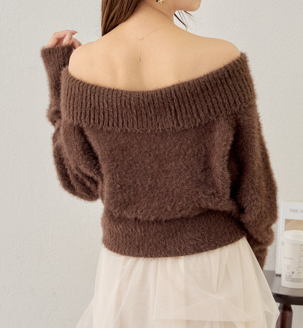  「【セットアイテム】オフショルニットセットチュールワンピース」|ワンピース|