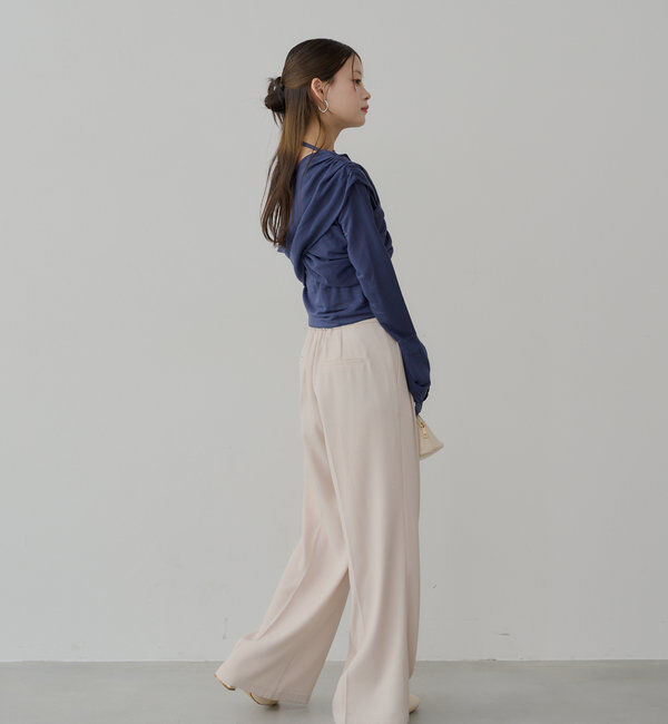  「袖フリルクロスワンショルトップス」|Tシャツ・カットソー|