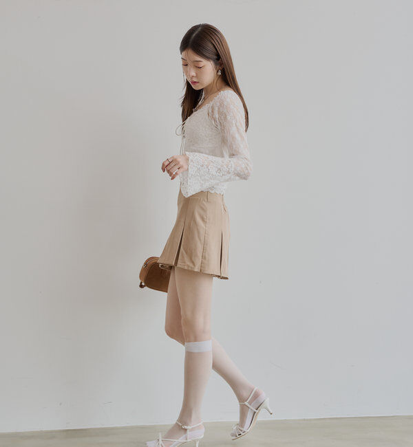  「レイヤード風レースロンT」|Tシャツ・カットソー|